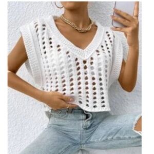 SHEIN White Crochet Knit Top